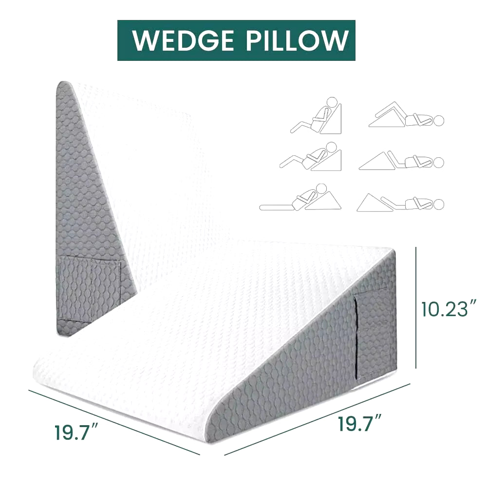 Wedge Pillow for Sleeping Acid Reflux after Surgery Triangle Elevated Pillow for Bedside Dormitory Office Air Layer Foam